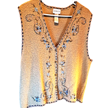 Koret Knit Vest with Beading and Embroidery Sz L - £21.36 GBP