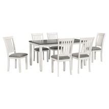 TREXM 7-Piece Dining Table Set Wood Dining Table and 6 Upholstered Chairs with S - £778.86 GBP