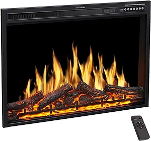 Electric Fireplace Insert 37Inch With Adjuatble Flame Colors, Log Colors... - $518.99