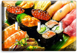 Sushi Rolls Sashimi Triple Light Switch Wall Plate Japanese Restaurant Bar Decor - £13.21 GBP