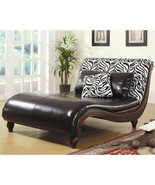 Zebra Animal Print / Faux Leather Chaise Lounge Chair - $1,269.98