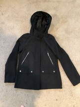 New w/ Tags Celebrity Pink Juniors&#39; Hooded Peacoat Black Jacket Coat Size Small - £29.13 GBP