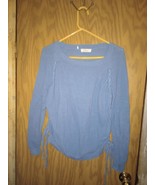 Elan Sweater Blue w/ Side Knitting Womens Size Medium 100% Cotton Adjust... - £21.26 GBP