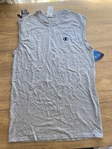 Vintage Champion Men&#39;s Jersey Muscle Tee Tank Top Shirt Gray Navy Blue M... - $14.84