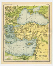 1912 Antique Map Of Turkey Black Sea Crimea Palestine Israel Levant Verso Smyrna - £19.34 GBP