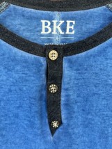 BKE 3 Button Henley Large Long Sleeve Baseball Jersey Shirt Sky Navy Blue Sharp - $14.25