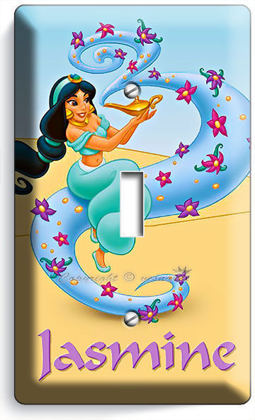 PRINCESS JASMINE WITH MAGIC LAMP DISNEY ALADDIN SINGLE LIGHT SWITCH WALL PLATE