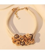 Boho Chic Coconut Shell Pendant Necklace with Synthetic Zirconia - Elega... - $22.65