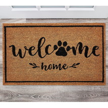 Mainstays Natural/Black Welcome Home Paw Coir Outdoor Doormat, 18&quot; x 30&quot; - £20.12 GBP