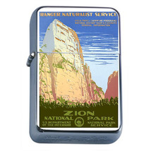 Silver Flip Top Oil Lighter Vintage Poster D 49 1930s Zion National Park... - $14.80