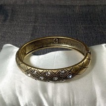 Premiere Design Gold Tone Crystal Hinged Bracelet Beautiful Excellent Co... - $19.95