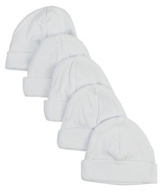 Bambini One Size Unisex White Baby Cap (Pack of 5) 100% Cotton White - £13.29 GBP