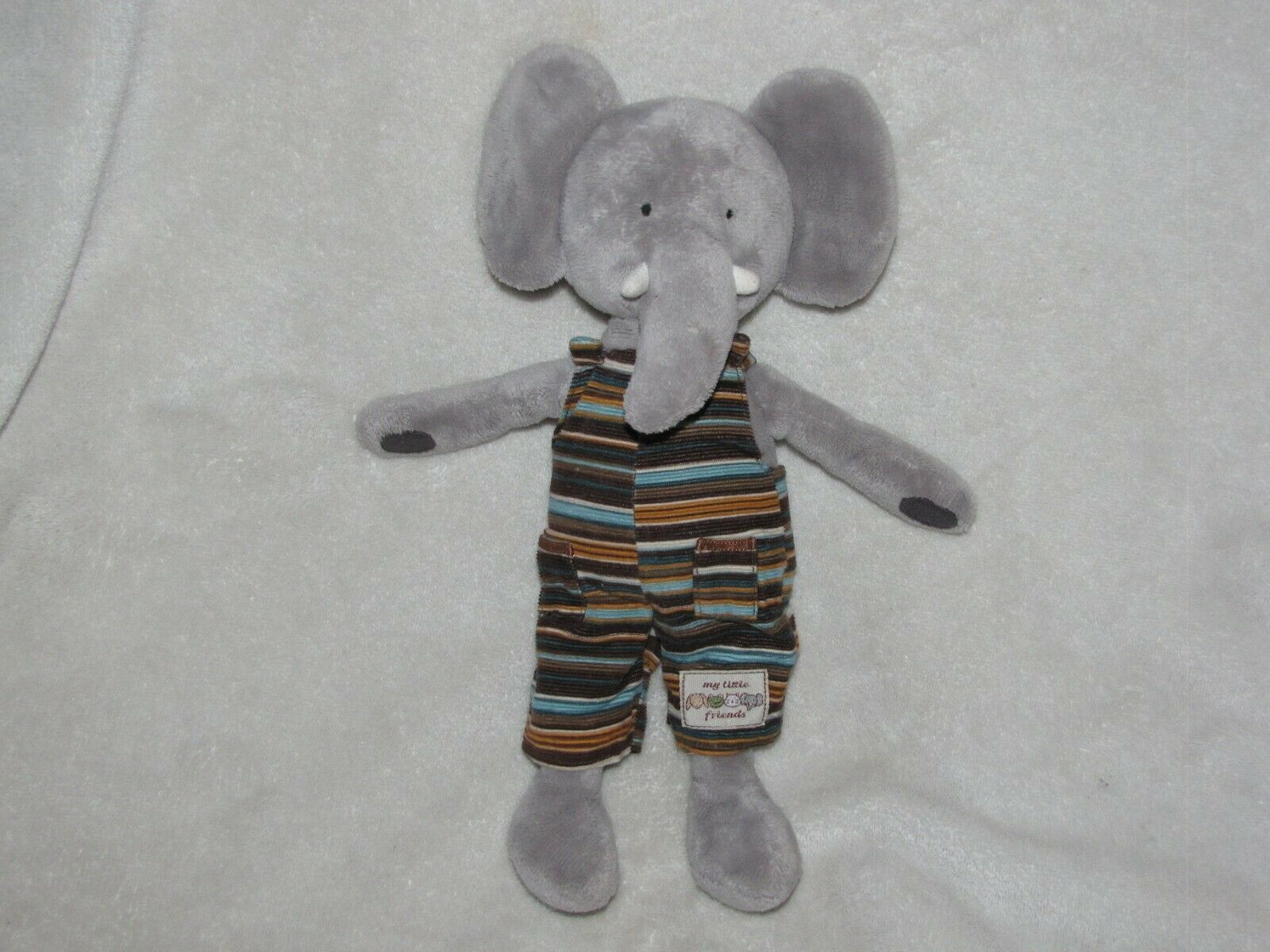 JELLY KITTEN MY LITTLE FRIENDS ELEPHANT SOFT TOY DUNGAREES JELLYCAT GRAY STRIPE - $69.29