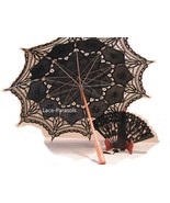 Black Lace Parasol and Lace Fan - $61.99