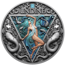 2 Oz Silver Coin 2024 Cameroon Four Elementals Undine Antiqued Colorized... - $312.38