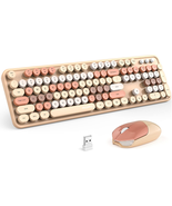 Wireless Keyboard and Mouse Combo,2.4Ghz Retro Full-Size Keyboard with N... - $825.30 MXN