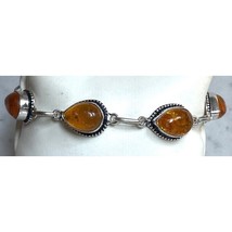 925 Sterling Silver And Amber Bracelet Sky - £41.36 GBP