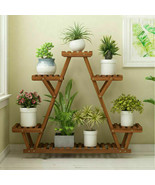 Wood Plant Stand Indoor Outdoor Carbonized Triangle 6 Tiered Corner Plan... - €56,44 EUR