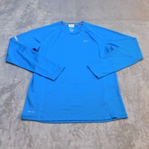 Nike Shirt Women Medium Blue Lightweight Casual Dri Fit Long Sleeve Activewear - £8.65 GBP
