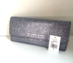 New Michael Kors Flat Wallet Dusty Blue Metallic Leather Slim X1 - £94.73 GBP