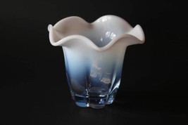 Vintage Duncan Miller Canterbury Blue Opalescent Crimped Elegant Vase  #... - £31.50 GBP