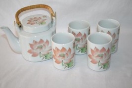 Takahashi Japan Medley San Francisco Peach Floral Butterfly Tea Set  #1128 - £33.67 GBP