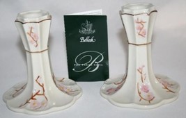 Belleek Ireland 2001 Hand Crafted -Thorn- Candlesticks Set/2 Nib #928 - £39.20 GBP