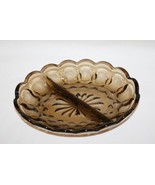 Anchor Hocking Fairfield Brown Heavy Oval 2 Part Relish Dish  #1935 - £11.02 GBP