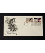NRMT FDC 1980 WINTER OLYMPICS 2 15 CENT STAMPS USA ICE HOCKEY &amp; SKI JUMPING - £3.19 GBP