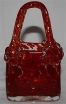 Art Glass Red Paperweight Handbag Vase Trinket Holder #380 - $25.00