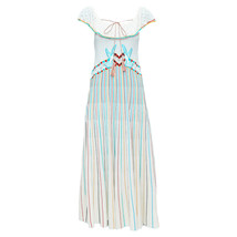 Red Valentino Multicolor Cotton Bird Embroidery Pleated Knit Dress Women Cream M - $403.75