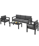 4 Pieces Outdoor Furniture Set for Backyard and Poolside-Gray - £995.38 GBP
