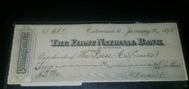 1895 Bank Check Jan 3rd Pennsylvania  - The First National Bank of Catawissa - £11.58 GBP