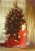 1971 Christmas Girl Tree Train Color Photo Vintage - £3.87 GBP