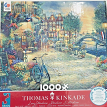 Thomas Kinkade Amsterdam Cafe Bike Scene 1000 Pcs Jigsaw Puzzle 26x19 Ce... - £12.11 GBP