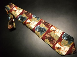 Ralph Marlin RM Style Neck Tie Labradors Black Golden Chocolate Imported Silk - £9.63 GBP
