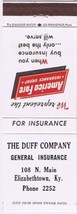 Matchbook Cover The Duff Compand General Insurance Elizabethtown Kentucky - £2.26 GBP