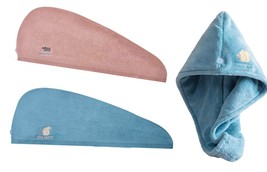 Set of 2 Microfiber Hair Towel Wrap Super Absorbent Twist Turban Dry Hair Caps - £11.62 GBP