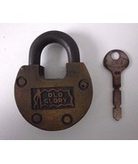 Vintage Old Glory Brass Padlock Lock with Key Steampunk Recyled Art - $58.75