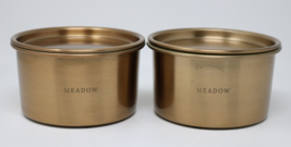 Heart &amp; Hand w/ Magnolia Lidded Metal Candle 20oz 4 Wick MEADOW Scented Lot of 2 - £29.42 GBP
