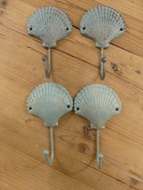 4 Scallop Sea Shell Coat Hook Wall Hanger Cast Iron Beach *Different Colors* - £17.57 GBP