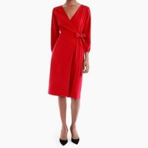 J. Crew NWT Wrap Dress Long Sleeve V-Neck Red Size 4 Date Night Career Valentine - £64.83 GBP