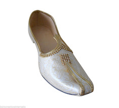 Men Shoes Indian Handmade Traditional Wedding Khussa Cream Loafers Mojari US 7  - £42.99 GBP