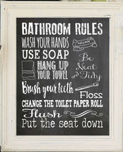 BATHROOM RULES 8x10 Typography Art Print, Choice of 5 Colors - $6.50