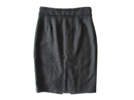 Classiques Entier Black &amp; Brown Tweed Wool Blend Fringed Pencil Skirt 6 - £6.70 GBP