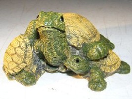 Miniature Turtle Figurine   Three Turtles - One climbing on Back - £6.25 GBP