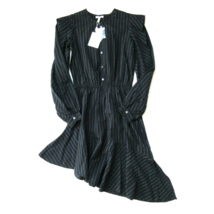 NWT Joie Rasheda in Caviar Black Pinstripe Stripe Assymetrical Shirt Dress XXS - £33.13 GBP
