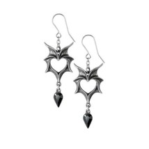 Alchemy Gothic E425  Love Bats Earrings Heart Wing England - £28.77 GBP
