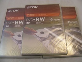 Set Of 3 Tdk Video 4X Dvd+Rw 6 Hours 1PK W/ Movie Box Case - £7.46 GBP
