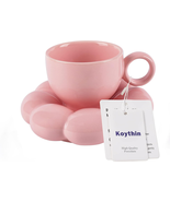 Ceramic Coffee Mug with Saucer Set, Creative Cute Cup with Sunflower Coa... - $44.69 CAD